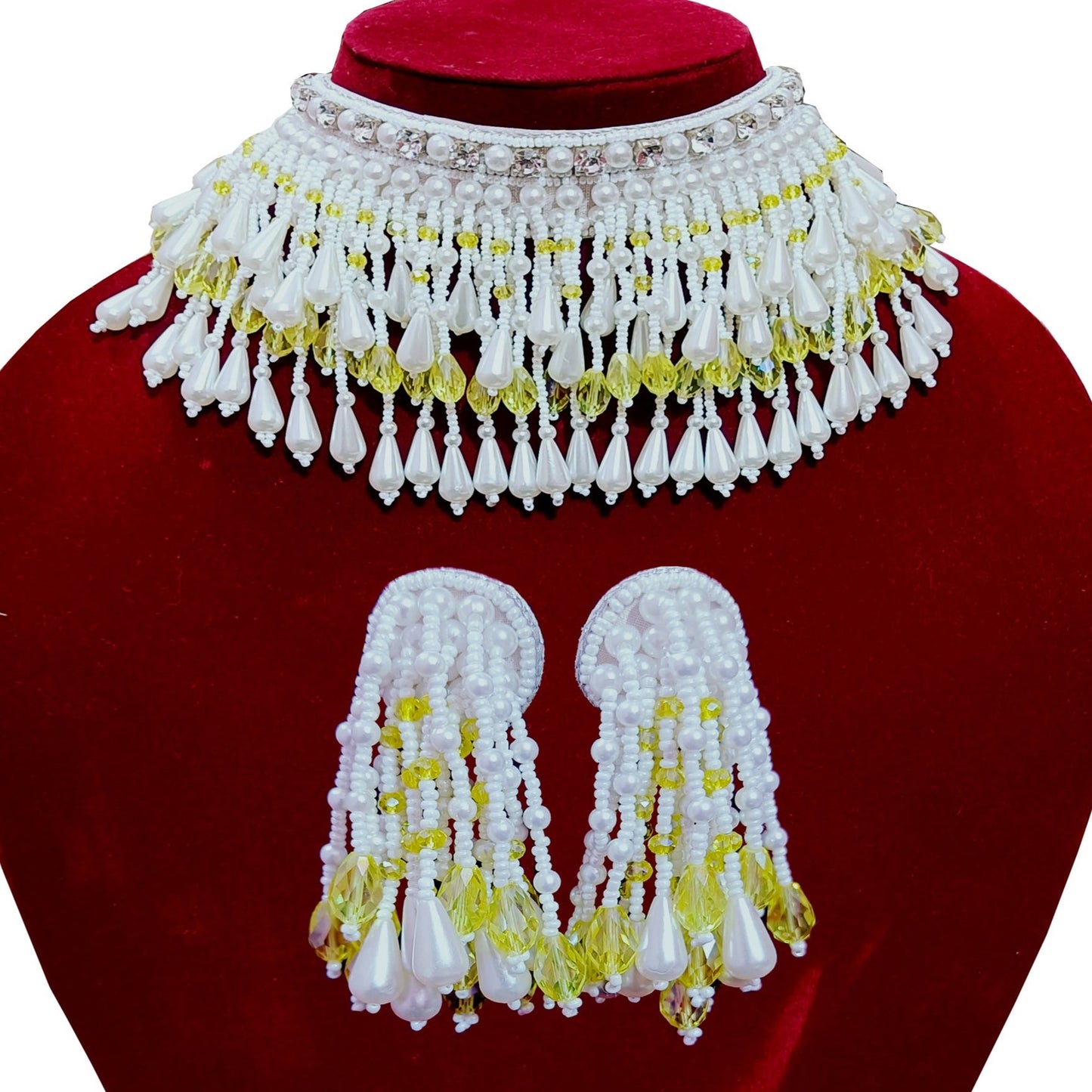 Handmade Embroidery Design Luxuries Beaded Wedding Jewellery Set for Women