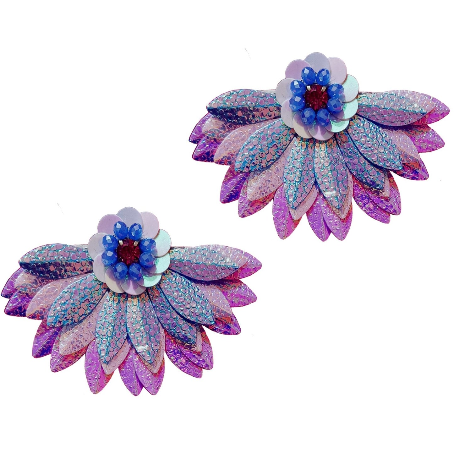 Handmade Lotus Flower Embroidery Jewellery Crystal Beaded Luxury Earring