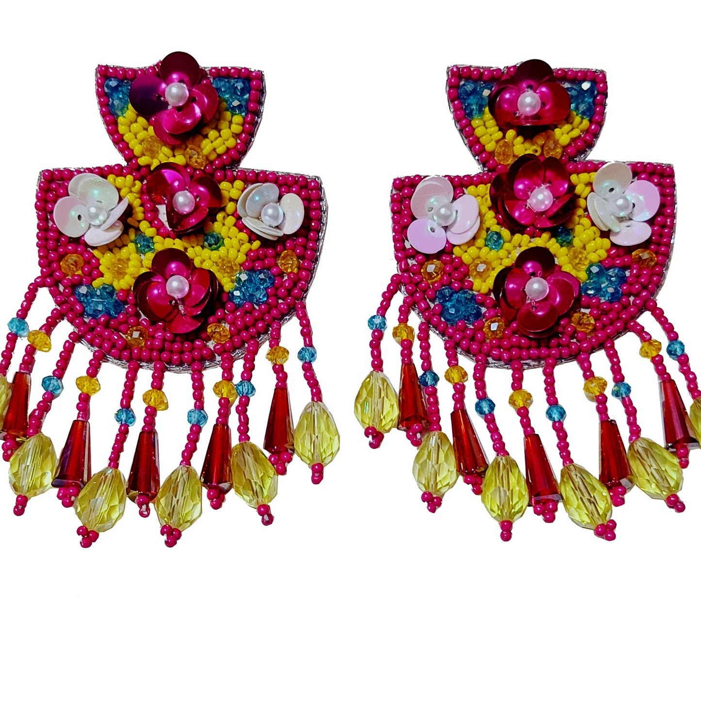 Handmade Embroidery Design Crystal Beaded Luxury Statement & Trending Earring