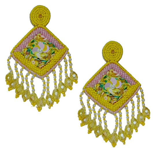 Handmade Embroidery Jewellery Crystal Beaded Luxury Statement, Large Earring