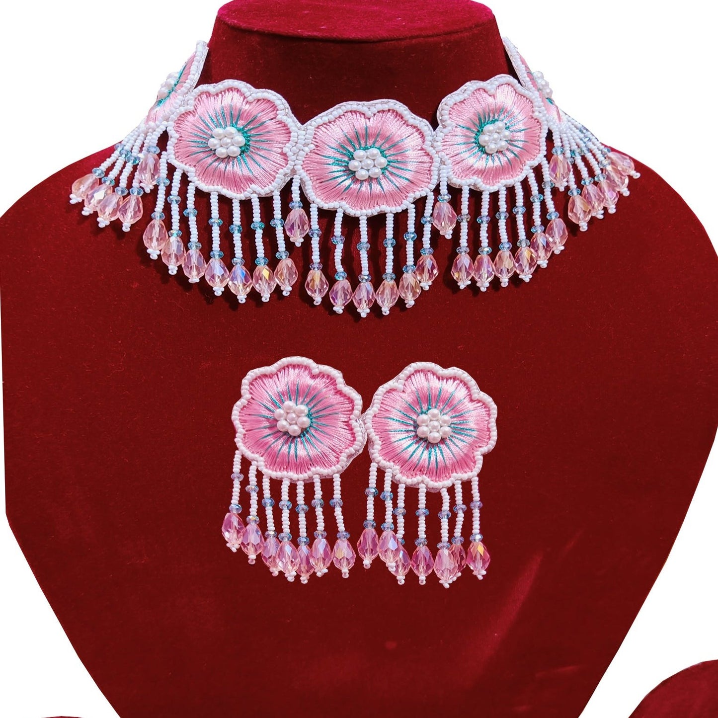 Handmade Embroidery Design Luxuries Beaded & Silk Threaded Wedding Jewellery Set for Women