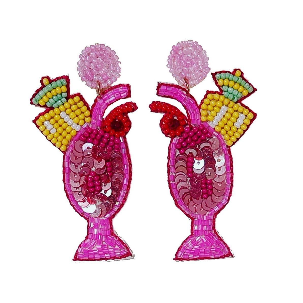 Handmade Fruit Juice Glass Shape Beaded Stud Earring