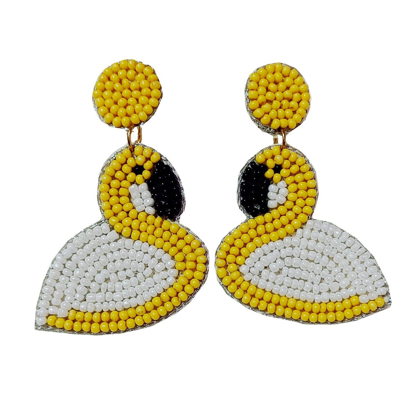 Handmade Embroidery Design Traditional Duck Design, Beaded Stud Earring