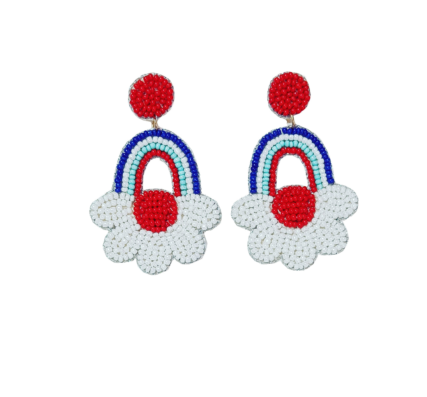 Handmade Embroidery Design Light Weight Beaded Stud Earring