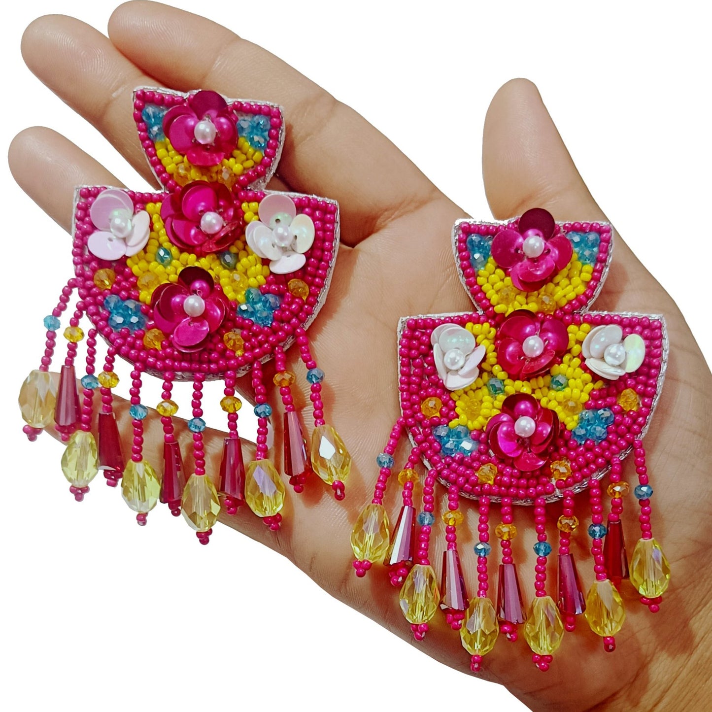 Handmade Embroidery Design Crystal Beaded Luxury Statement & Trending Earring