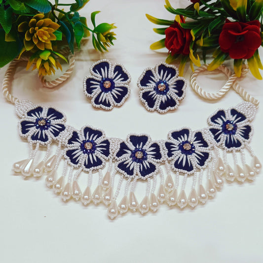 Handmade Embroidery Design Luxuries Beaded & Cotton Threaded Wedding Jewellery Set for Women