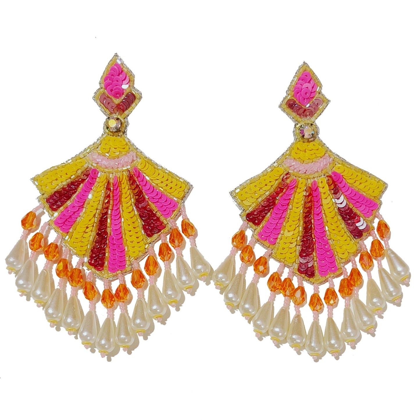 Handmade Embroidery Jewellery Crystal Beaded Luxury Statement, Large Stud Earring