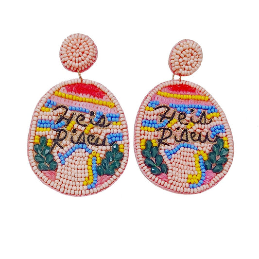 Handmade Glass Beaded Embroidery Design "Character " Dangler Earring