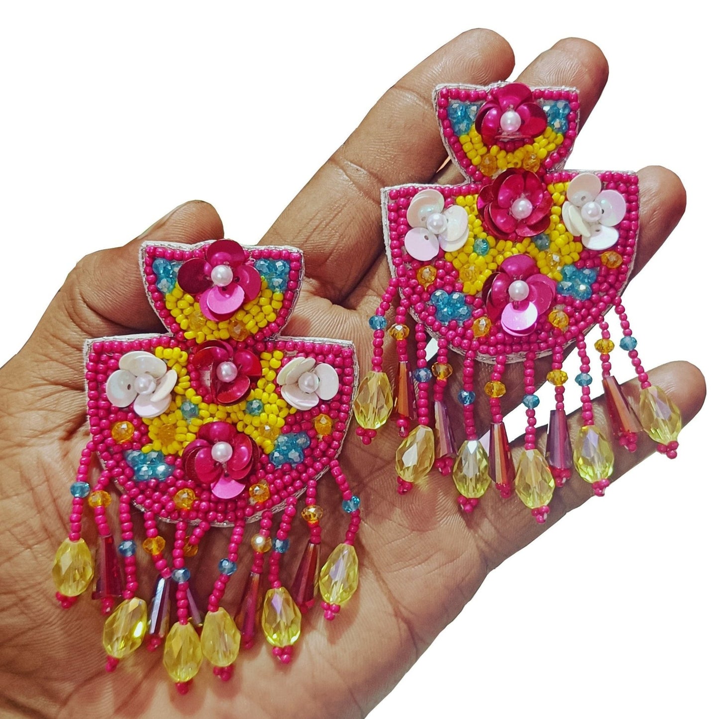 Handmade Embroidery Design Crystal Beaded Luxury Statement & Trending Earring