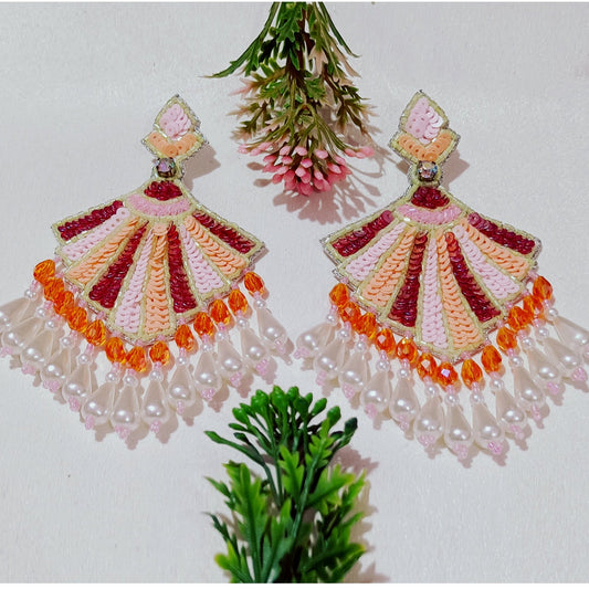 Handmade Embroidery Jewellery Crystal Beaded Luxury Statement, Large Earring