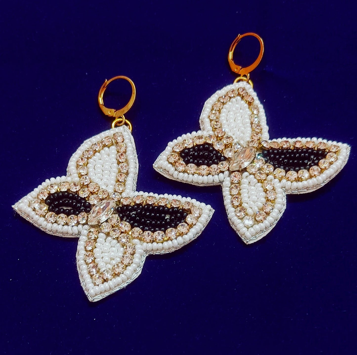 Handmade Embroidery Jewellery Luxury Crystal Rhinestones Butterfly Designed Stud Earring