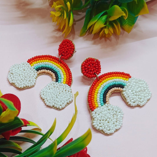 Handmade Glass Beaded Rainbow Stud Earring