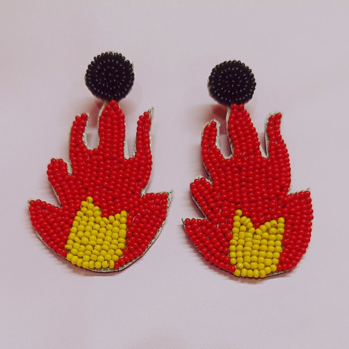 Handmade Glass Beaded Fire Stud Earring