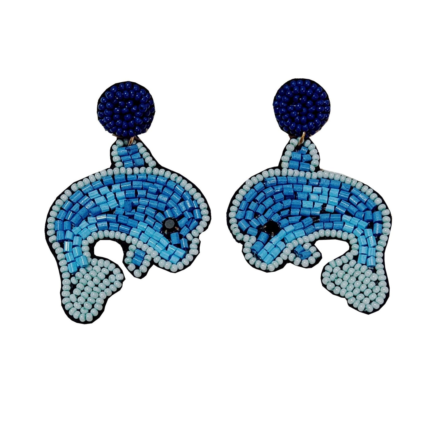 Hand Embroidered Fish Design Beaded Stud Earring