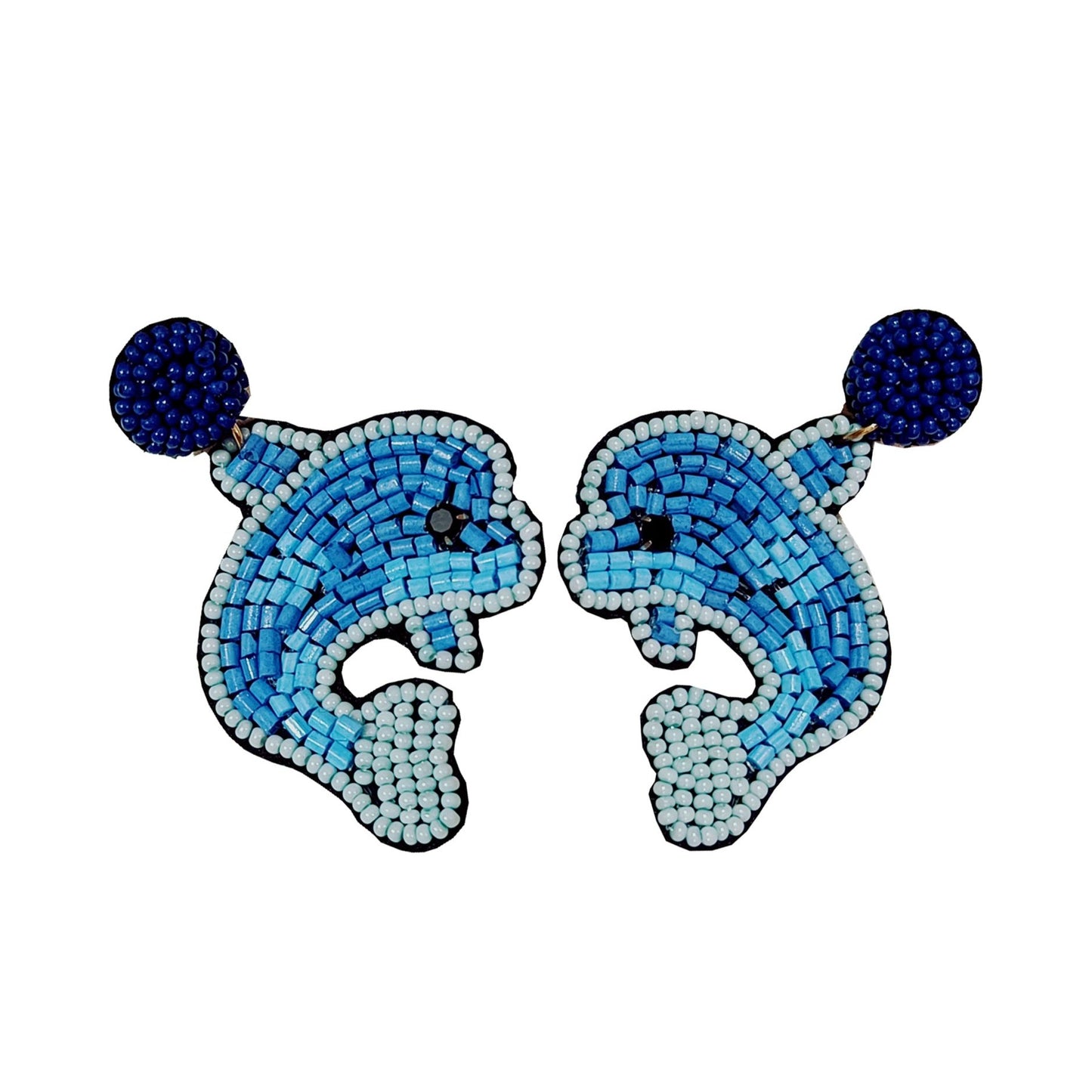 Hand Embroidered Fish Design Beaded Stud Earring