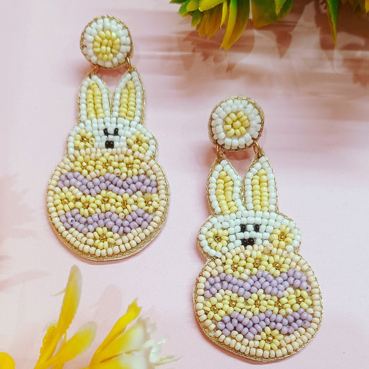 Handmade Embroidery Design Beaded Light Weight, Rabbit Shape Western Earring