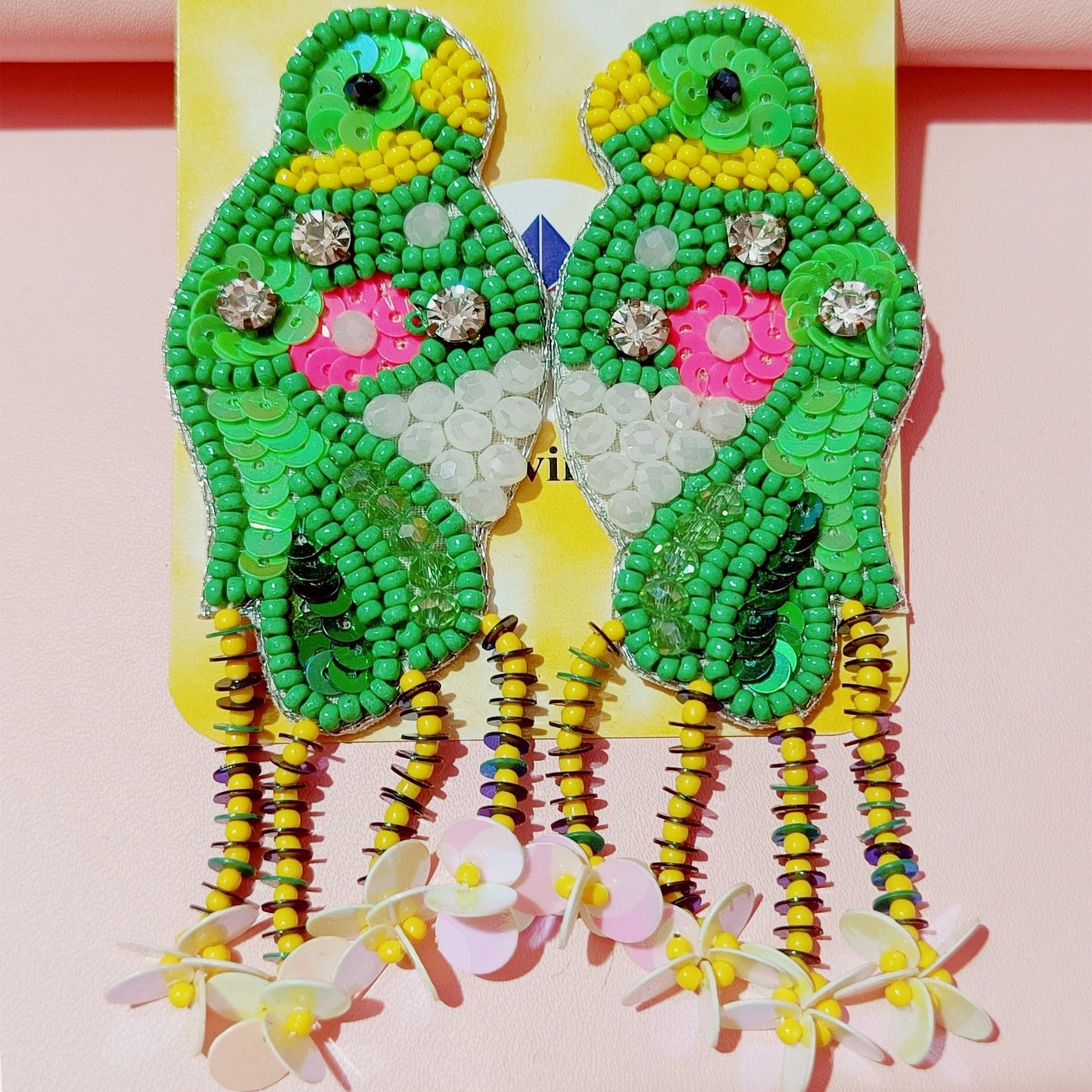 Handmade Luxury Quirky Jewellery, Crystal Beaded Bird Earring