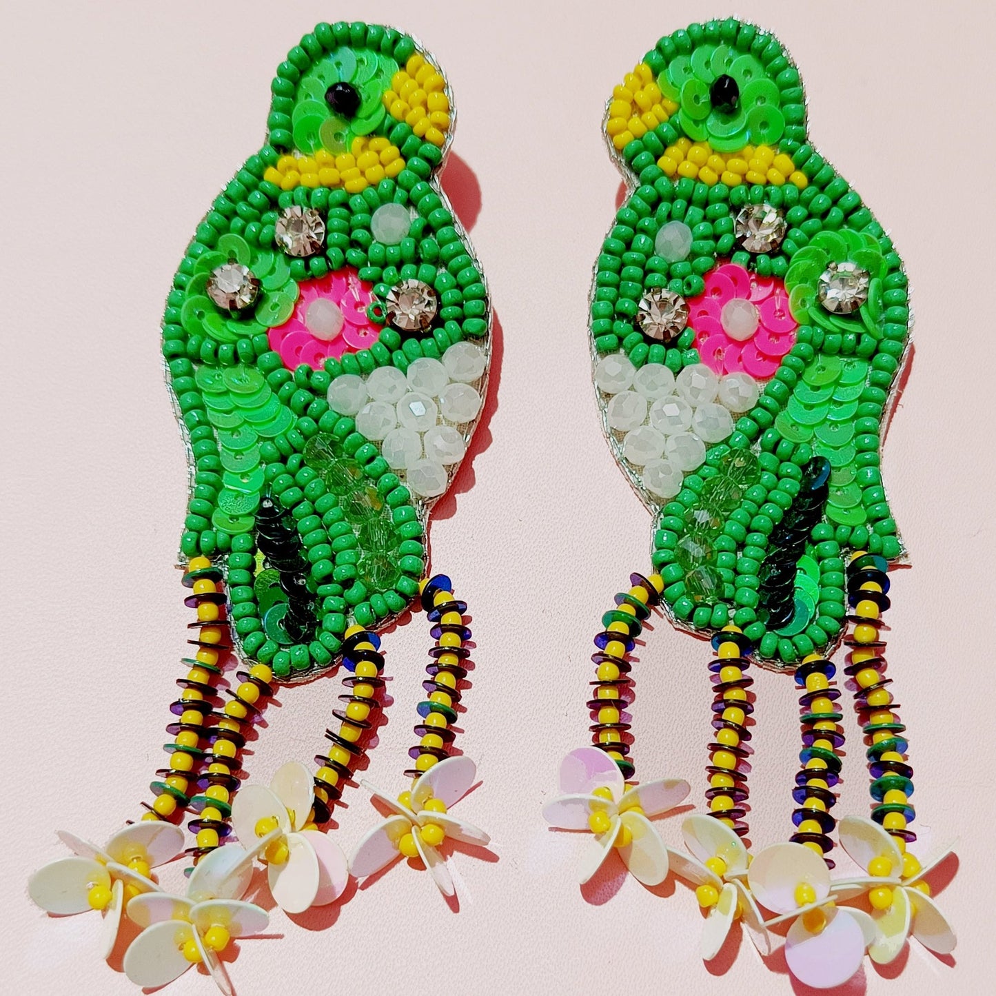 Handmade Luxury Quirky Jewellery, Crystal Beaded Bird Earring