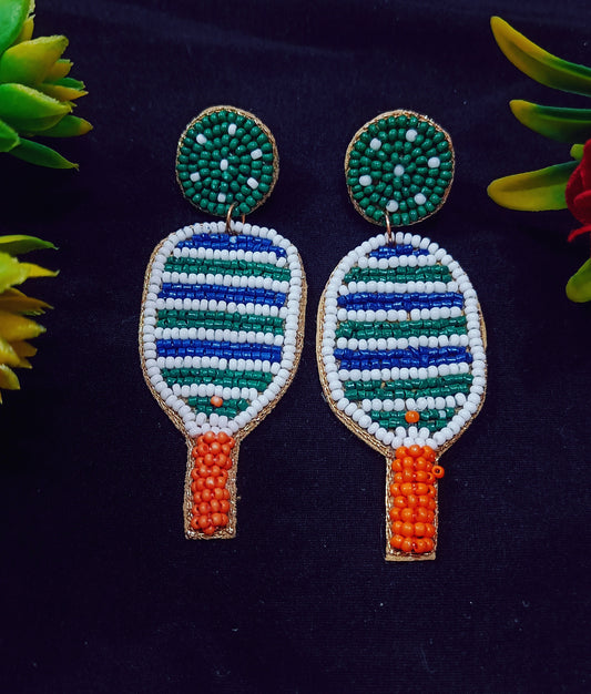 Handmade Glass Beaded Embroidery Design, Stud Earring