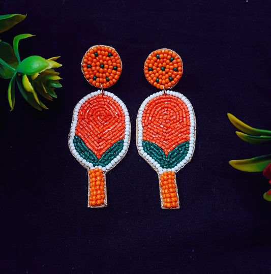 Handmade Glass Beaded Embroidery Design, Stud Earring