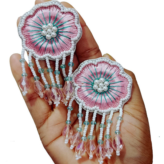 Handmade Embroidery Design Crystals Beaded Luxury Statement & Trending Earrings