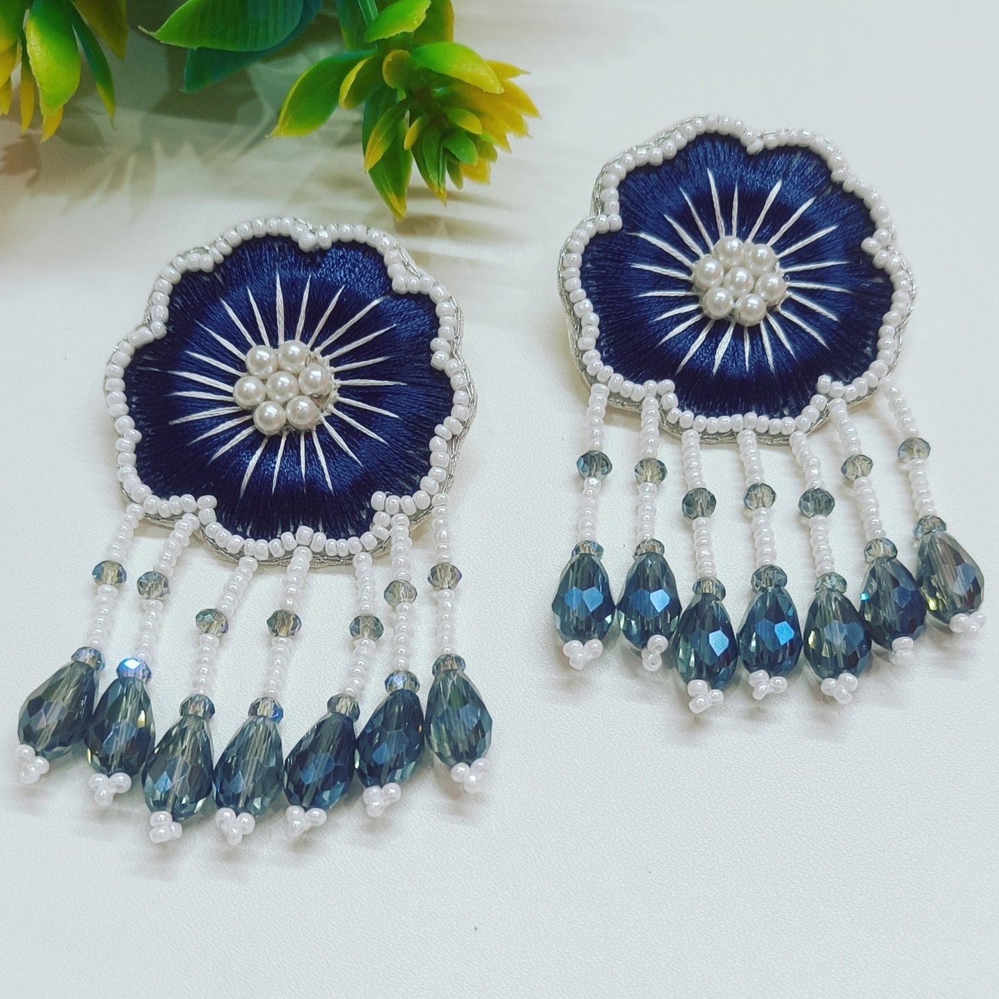 Handmade Embroidery Design Crystal Beaded Luxury Statement & Trending Earring