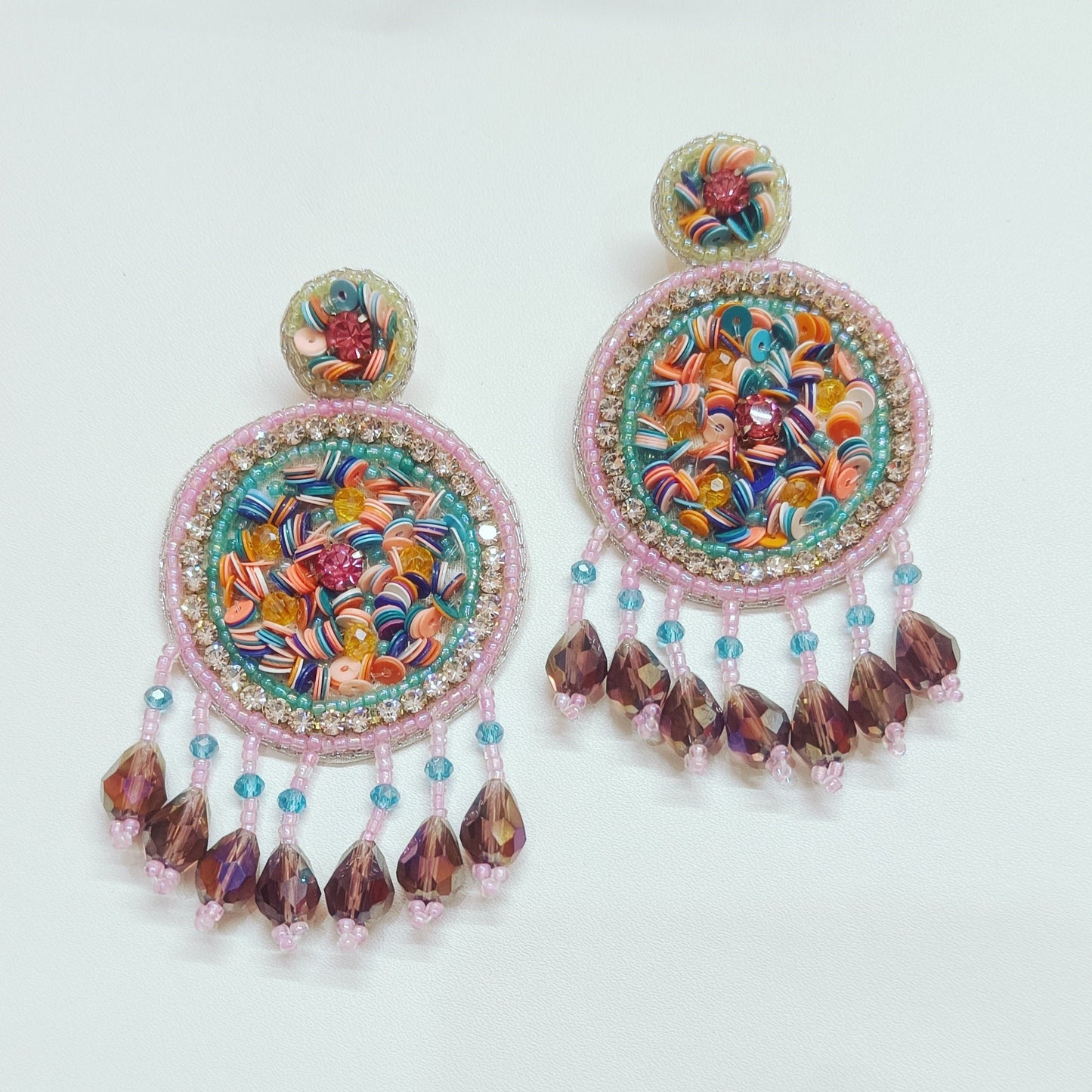 Handmade Embroidery Design Crystal Beaded Luxury Statement & Trending Earring