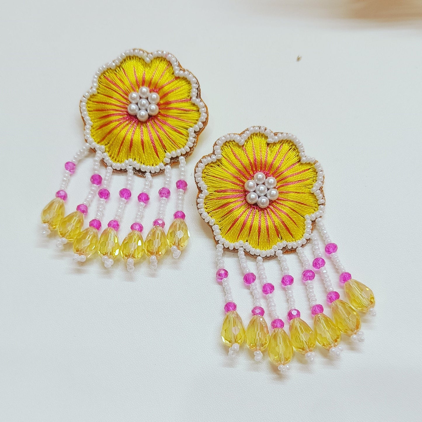 Handmade Embroidery Design Crystals Beaded Luxury Statement & Trending Earrings