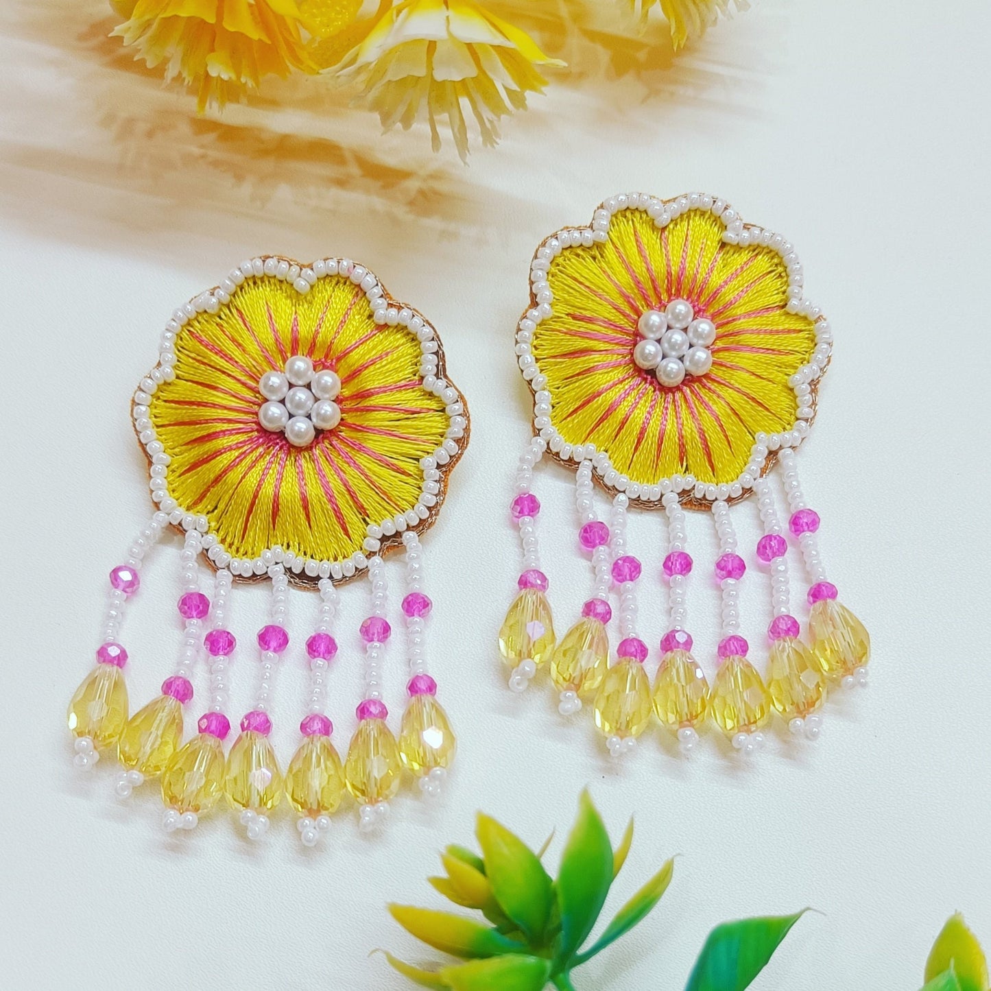 Handmade Embroidery Design Crystals Beaded Luxury Statement & Trending Earrings