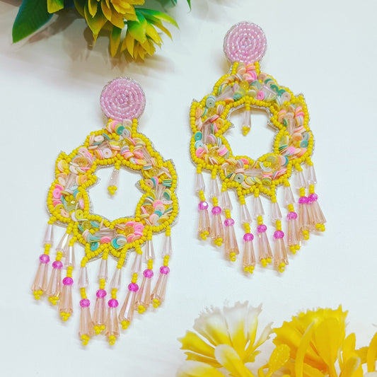 Handmade Embroidery Jewellery Crystal Beaded Luxury Statement, Large Stud Earring