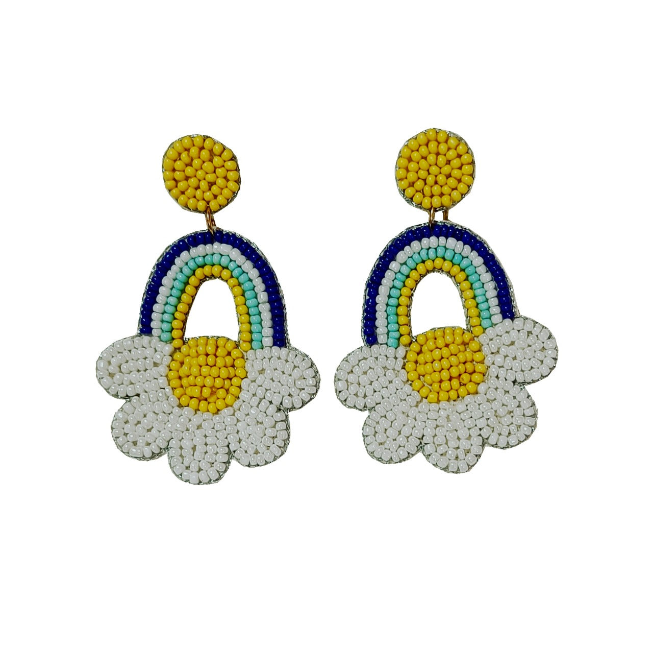 Handmade Embroidery Design Light Weight Beaded Stud Earring