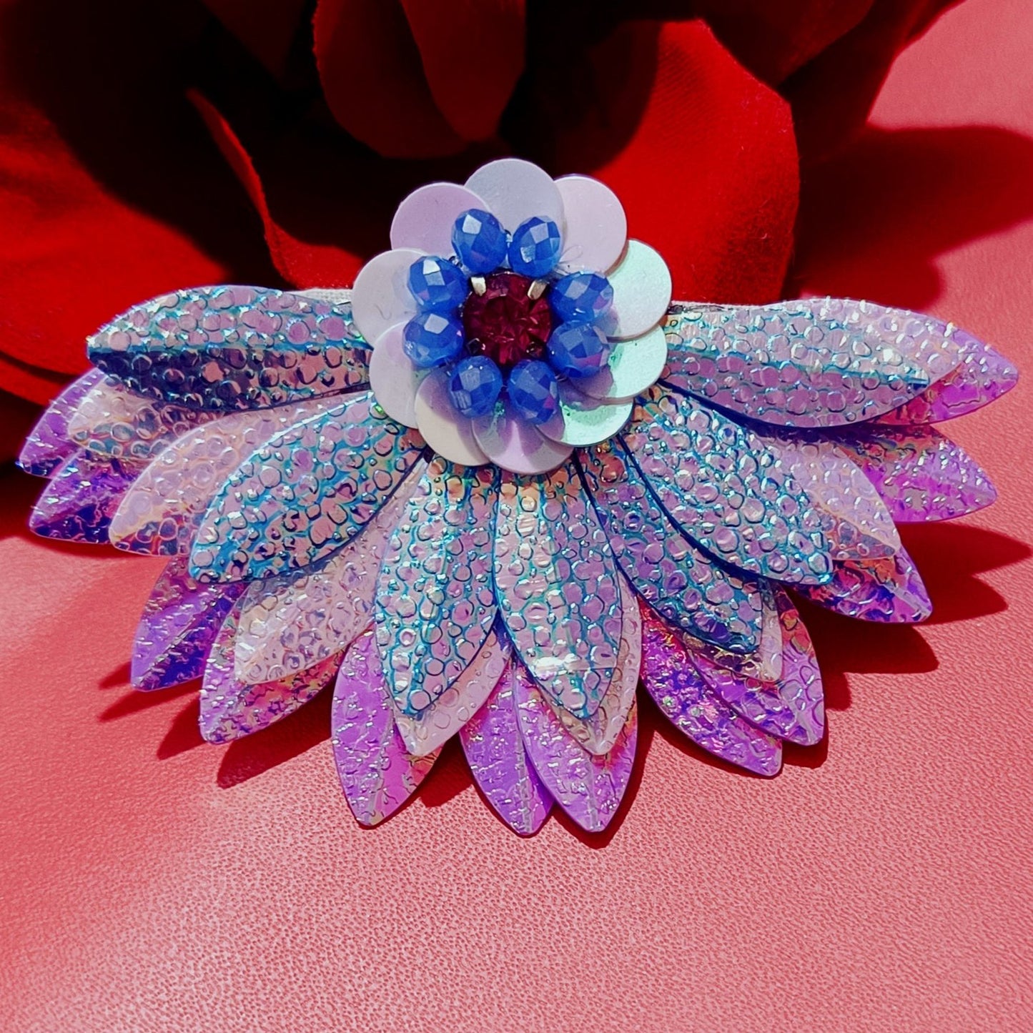 Handmade Lotus Flower Embroidery Jewellery Crystal Beaded Luxury Earring