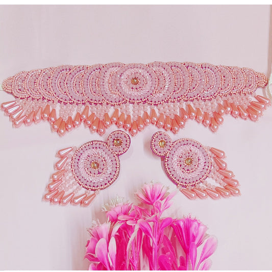 Handmade Embroidery Design Pearl Beaded Wedding Jewellery Set for Women